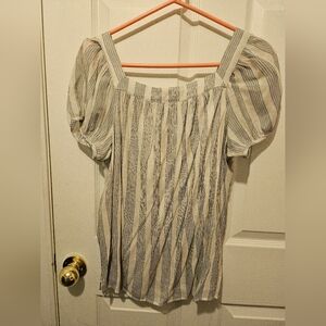 Striped Puff Sleeve Top
